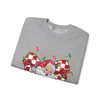 Festive Santa Graphic Crewneck Sweatshirt - Cozy Holiday Apparel