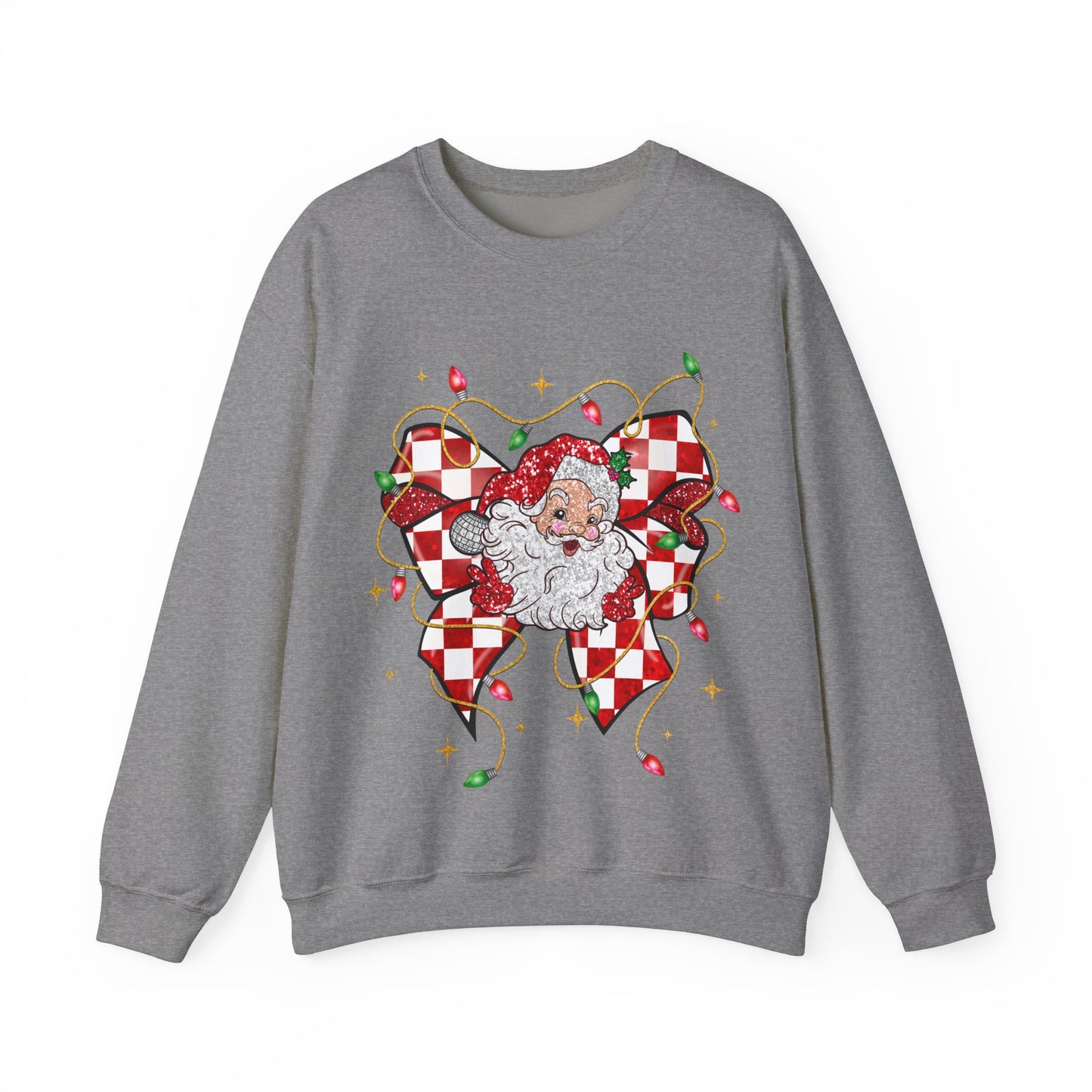 Festive Santa Graphic Crewneck Sweatshirt - Cozy Holiday Apparel