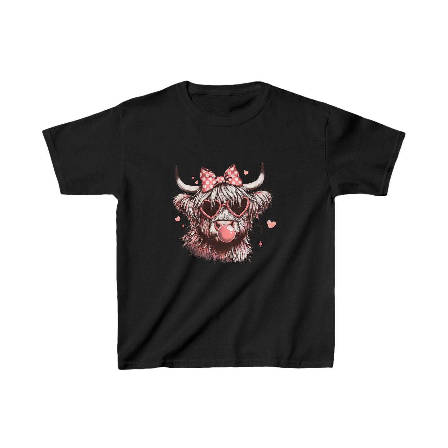 Valentine Highland Cow Kids Tee