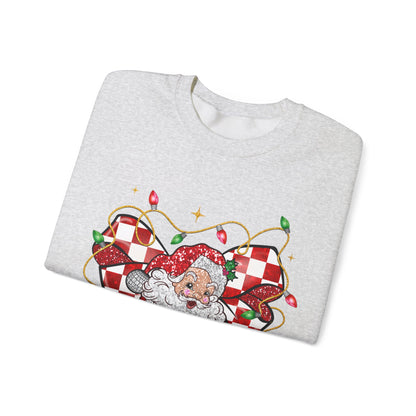 Festive Santa Graphic Crewneck Sweatshirt - Cozy Holiday Apparel