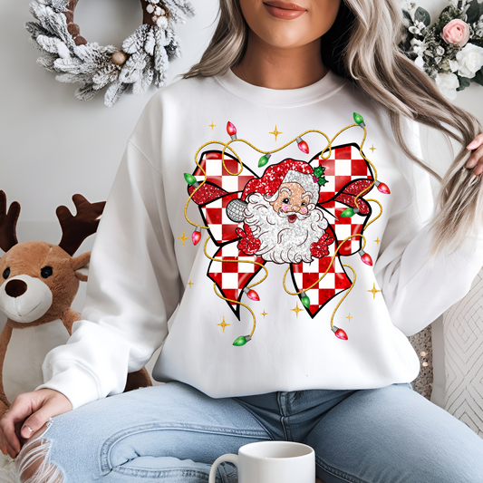 Festive Santa Graphic Crewneck Sweatshirt - Cozy Holiday Apparel