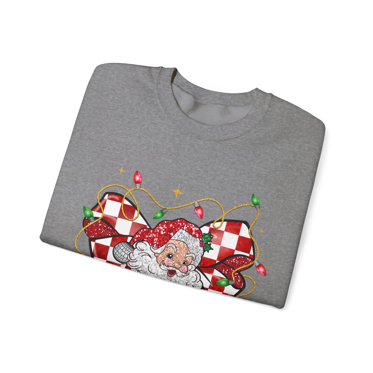 Festive Santa Graphic Crewneck Sweatshirt - Cozy Holiday Apparel