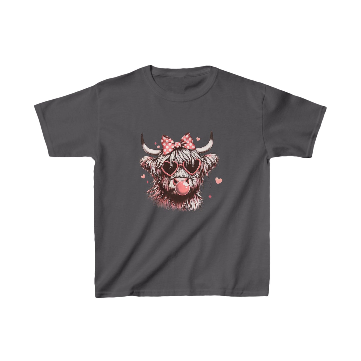 Valentine Highland Cow Kids Tee